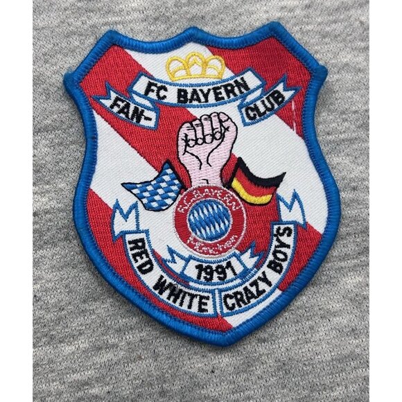 FC Bayern Fan Club Red White Crazy Boys 1991 Logo Patch - Picture 1 of 5